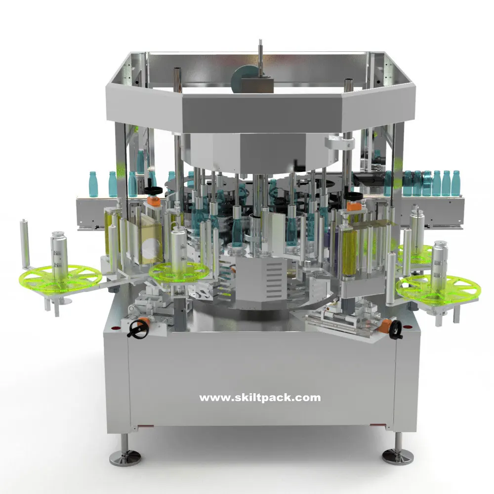 SKILT Machinery High speed rotary way type round square bottle cans labeling machine