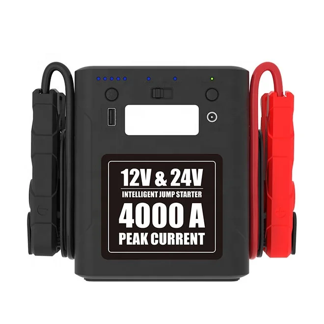 4000A Peak Current Portable 12 Volt Car battery Jump Starter Powerful 24 Volt Truck Heavy high booster duty