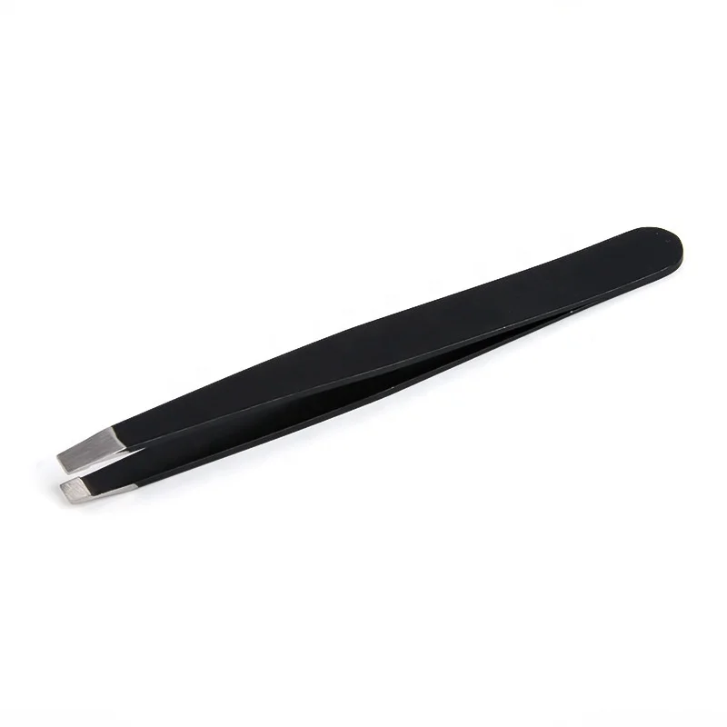 Custom High Quality Stainless Steel Anti Static 4 Colors Slanted Eyebrow Eyelash Tweezers