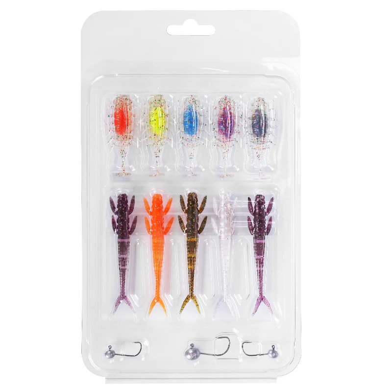 WEIHE 5types TPE soft fishing lure jighook kit soft fishing bait with lead head hook combo pesca freshwater saltwater