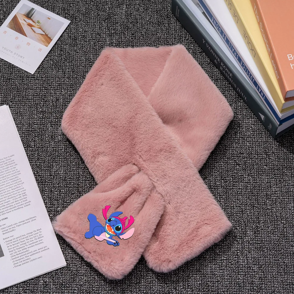 Stitch plush bib winter student hedging all-match warmth neck protection printing cartoon cute warm