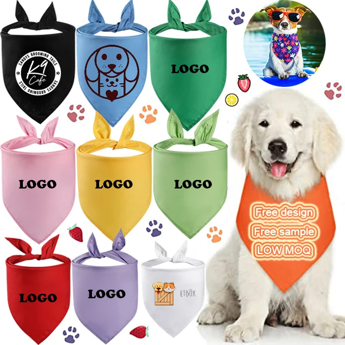 Custom Logo Designer Sublimation Blanks Cotton Customized Scarf Bandana For Cats Pets Bandanas Outfiit Dogs Birthday Holiday