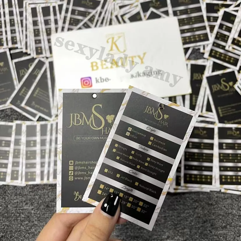 cheap brand logo print custom paper wig hair bundle wraps and hang tag