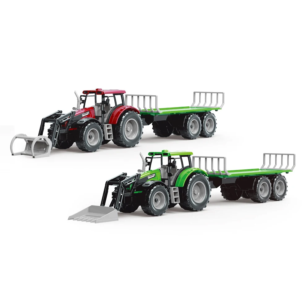 Friction Powered 1/32 Scale Model Toy Farm Tractor With Tipper Trailer