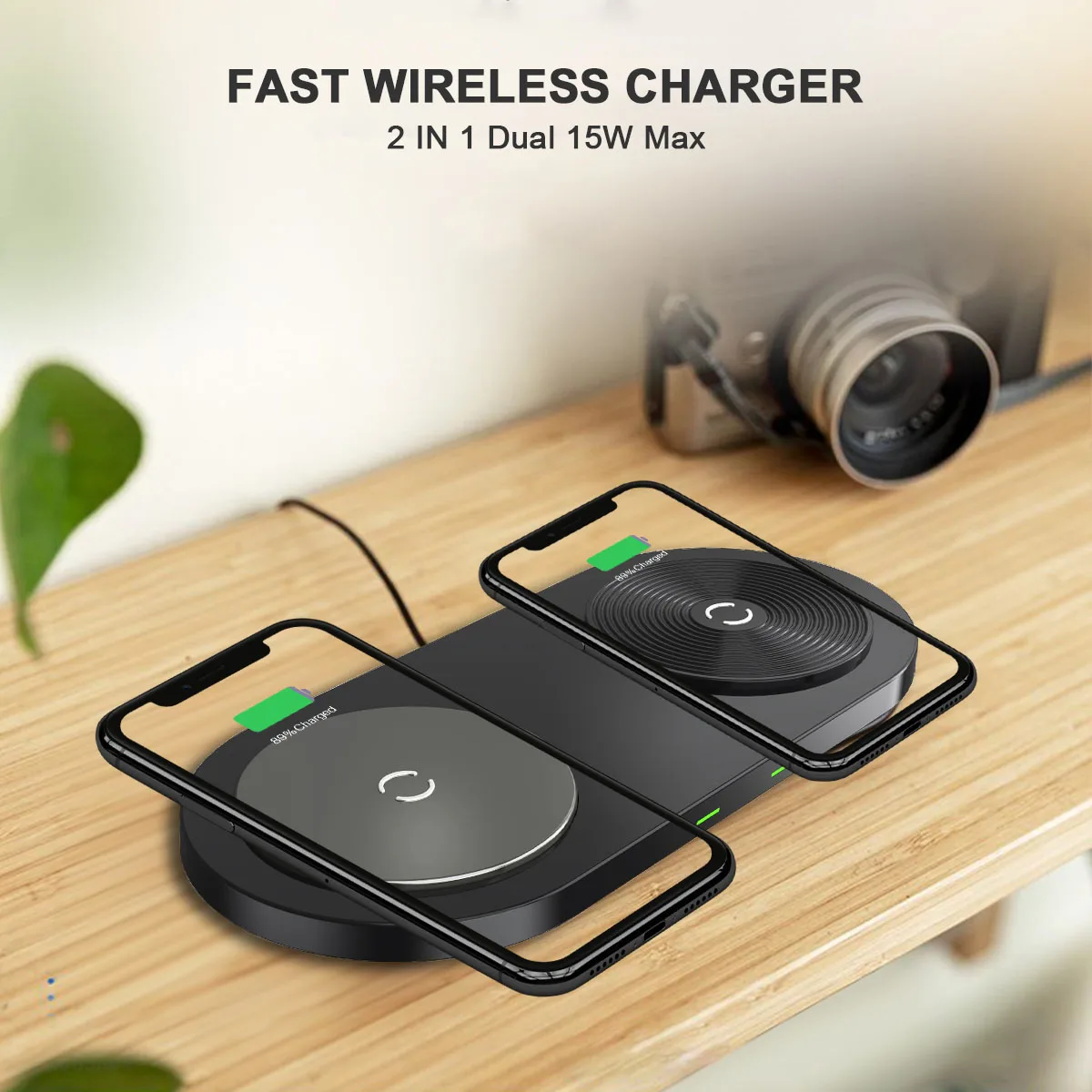 50% Discount 2 in 1 Qi 15W New Non Slip Travel Wireless Charging Pad Wireless Phone Charger Pad For Iphone Airpods Pro