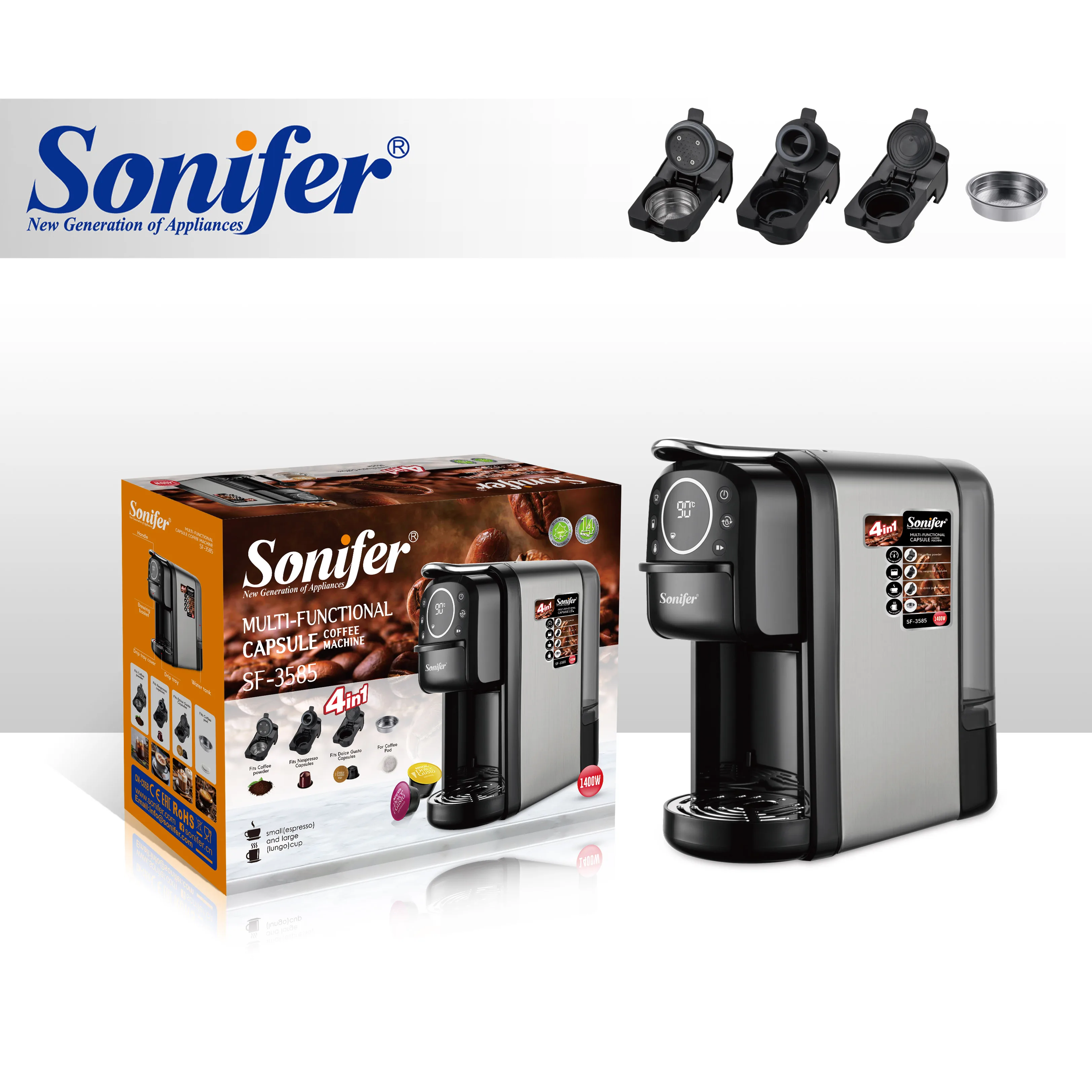 Sonifer SF-3585 wholesale high quality 20 bar pressure home automatic electric multi functional  4 in 1 capsule coffee machine