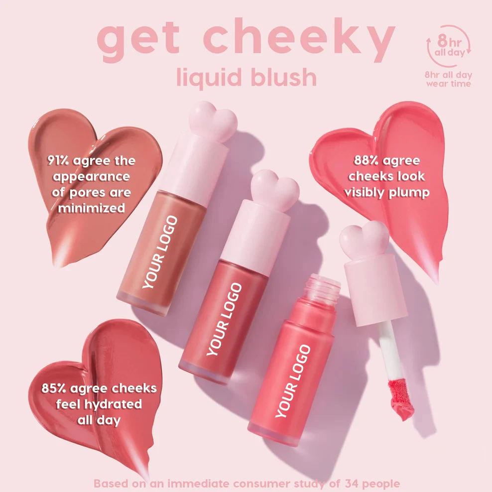 Private Label Lip And Cheek Tint Liquid Blush Waterproof Long Lasting Rose Soft Cream High Pigmented Liquid Blush