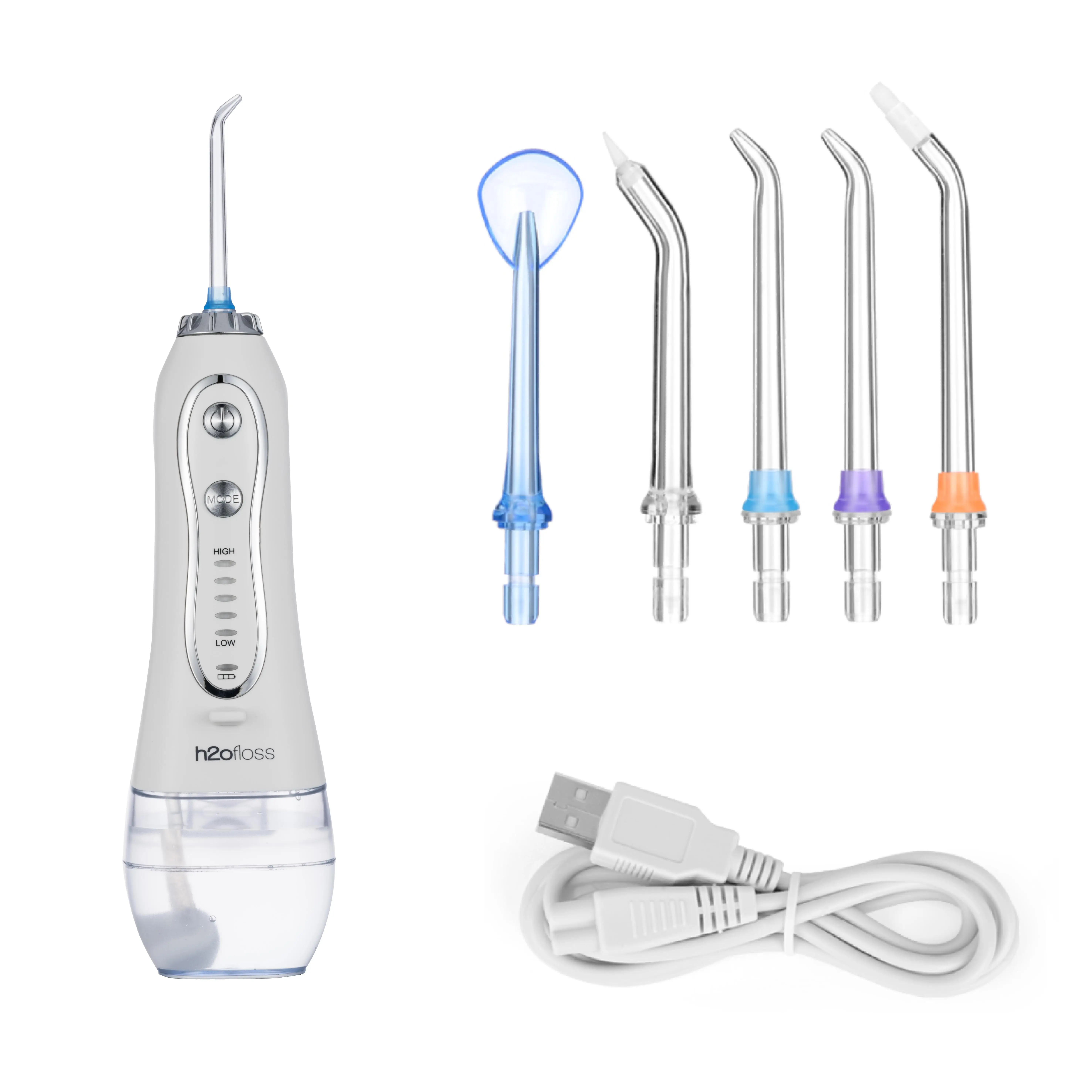 H2ofloss OEM cordless water flosser for teeth cleaning portable water dental jet with 5 modes rechargeable oral irrigator