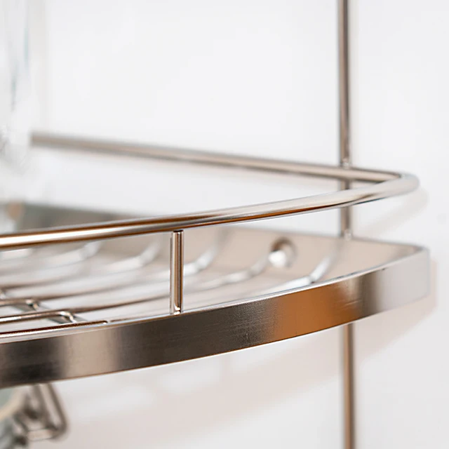 factory wholesale 3 tier storage basket stainless basket for kitchen corner and bathroom corner