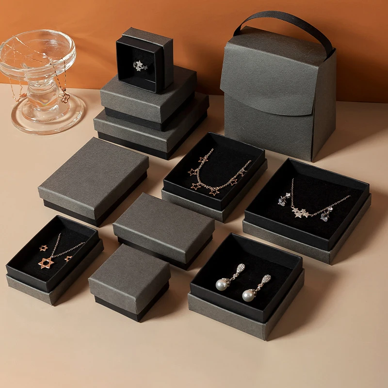 Hot Sale Custom Black Ring Necklace Jewelry Packaging Gift Box Crafts Paper Cardboard Lid And Base Watch Boxes With Insert