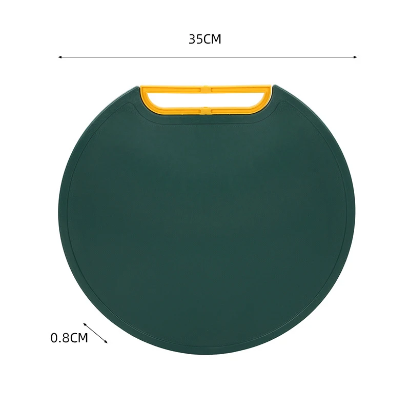 Hot Sale Plastic Round Chopping Block Green Color Mildew Proof Cutting Board With Rotating Handle