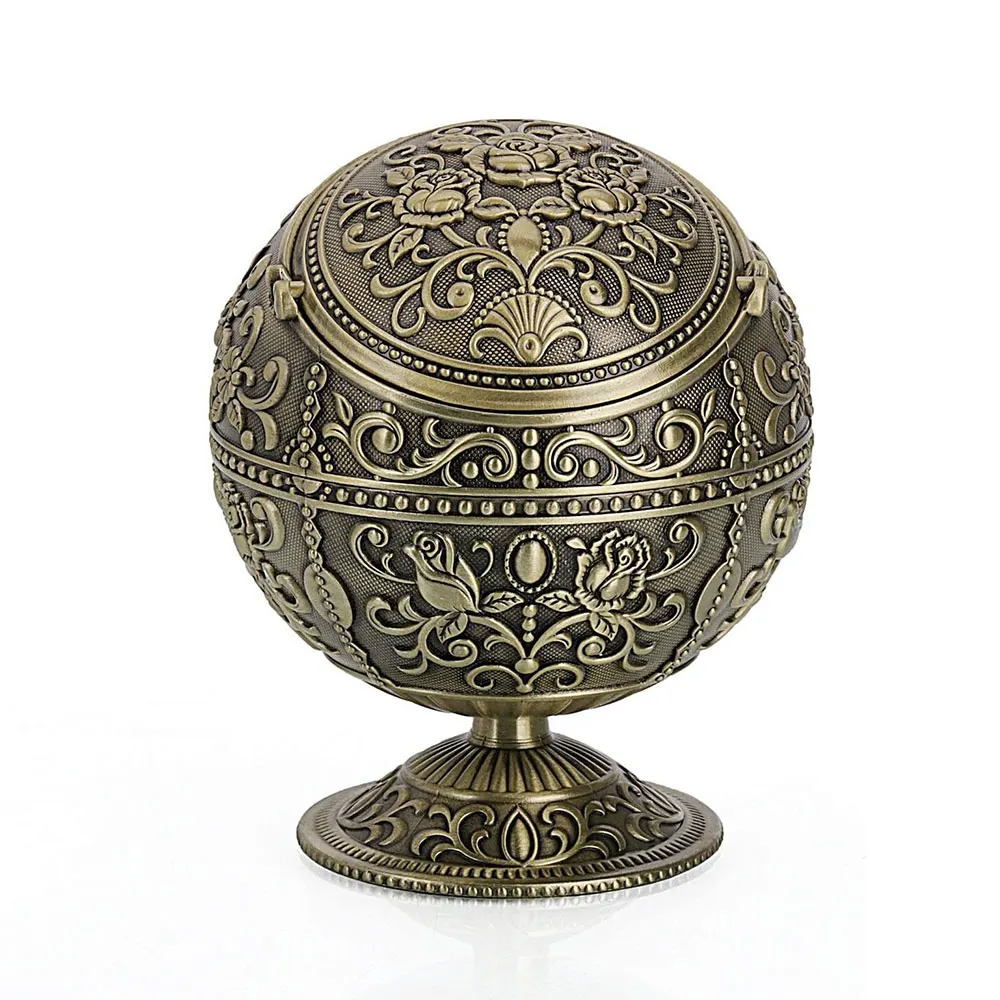 Vintage Windproof Ashtray Metal Push Down Smoking Ash Tray