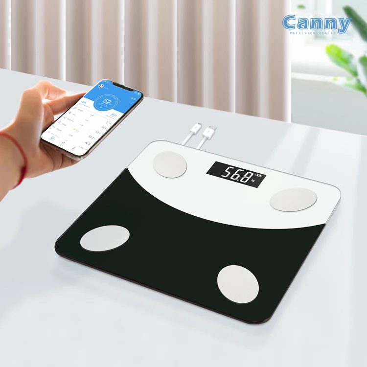 Canny High quality USB Rechargeable Wireless Digital Weight Scale Bathroom Health Smart Body Fat Scale