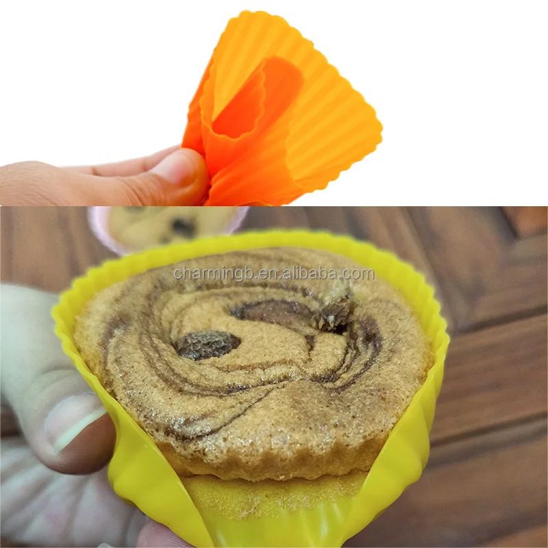 Food Grade BPA free Reusable Nonstick Silicone Muffin Baking Cake Cups Cupcake Liners
