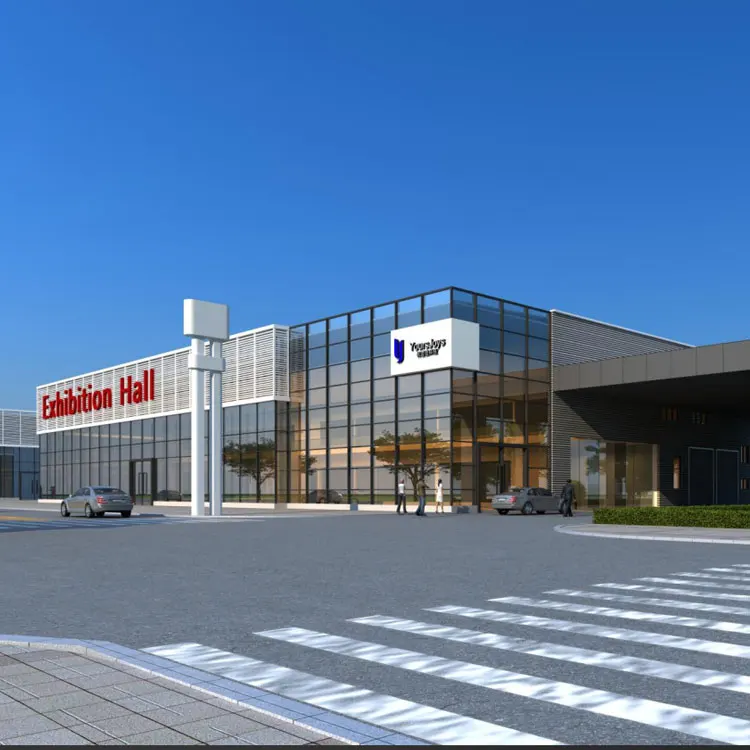 Fast Build  Hall Prefabricated Steel Structure Construction Warehouse Design Car 4S Showroom Hall Prefab Building