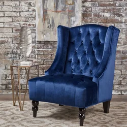 Free Shipping Within The U.S. Living room Winged High-Back Tufted New Velvet Club Chair