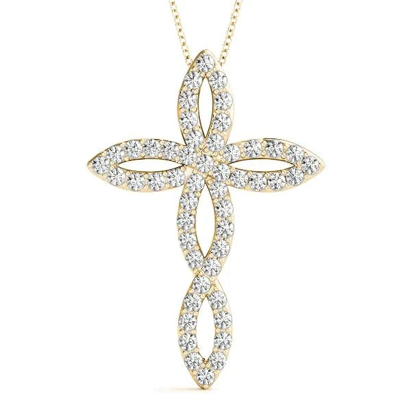 Men Women Infinite Cross Pendant Necklace Rhodium Silver Gold CZ Crystal Diamond Cross Pendant