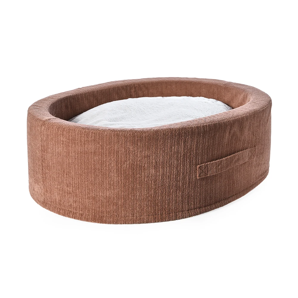 Pet Bed manufacturer OEM Warm Washable Cat Beds Super Soft Suede Fabric Round High Rim Pet Dog Bed with remove able