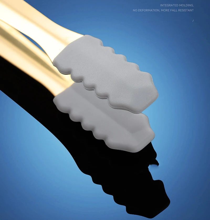 Custom Logo Titanium Plated Color Kitchen Bar Tools 13.3cm 304 Stainless Steel Ice Bucket Clamp Clip Tongs With Silicone Head