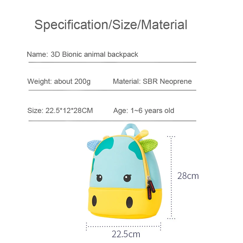 Direct Factory Wholesale Cute Lightweight Custom Design Small Waterproof Durable Neoprene Toys Cartoons Kids Neoprene Backpack