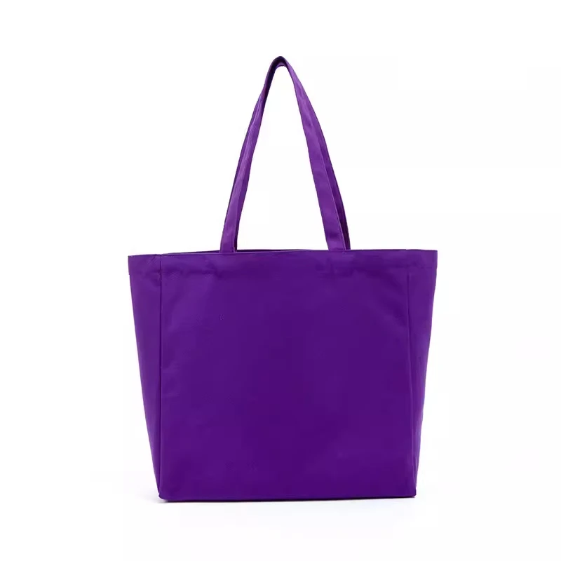 16oz thick cartoons black cotton canvas shopping tote bag oem custom print logo high quality with pouch
