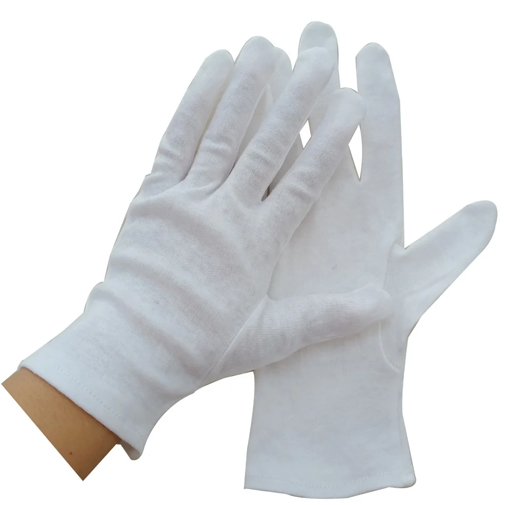 Customized White Cotton Gloves Tuxedo Guard Labor Reusable Pure Cotton Knitted Safety Work Glove for Working Chinese Cheap glove