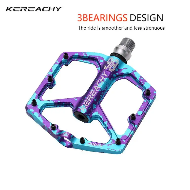 KEREACHY wholesale custom multi-color mountain bike ultra light non-slip pedal aluminum alloy 3 bearing pedal bike accessories