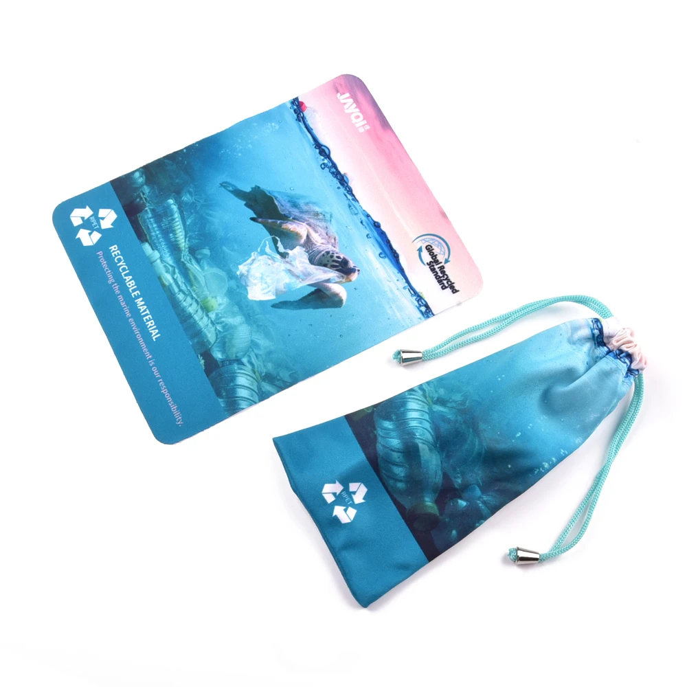 JAYQI Custom High Quality Microfiber RPET Soft Cases Pouch Bag With Clean Cloth For Sun Glasses Sunglasses Eyeglasses