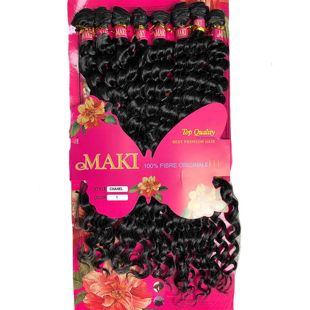 AIFANLIDE 20 X 8 inches 8 Bundles / Lot Ombre Synthetic Hair Extensions Deep Wave Fiber Hair Bundles