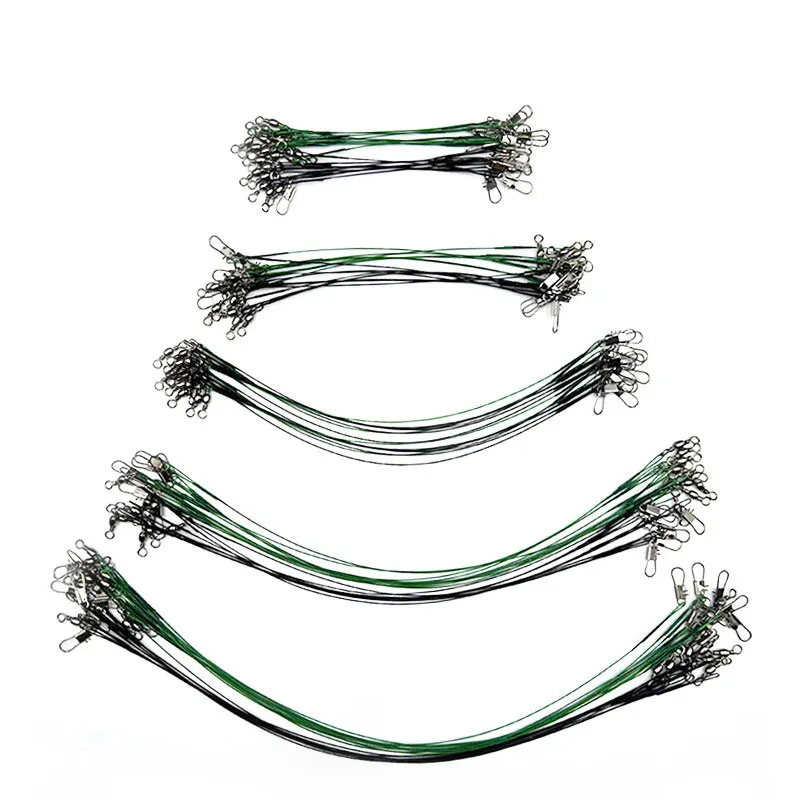 15/20/25/30CM Anti-Bite Steel Wire Leader Leashes Swivel Fishing Lure Accessories Made Durable Lead Material Fishing