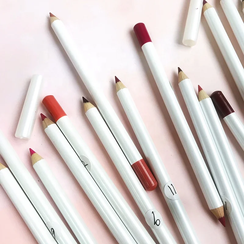 High Pigment 16 color Waterproof Creamy White Wooden Lipliner Pencil Lip Liner Private Label Liners Customized Logo