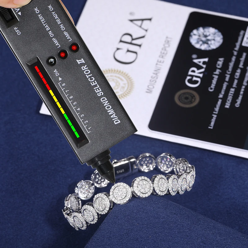 Hip Hop Pass Diamond Tester Bracelet Iced Out Mrice Paved 925 Silver Vvs Moissanite Wholesale Link Chain For Men Women