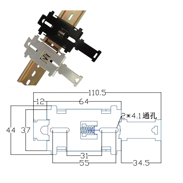 Single Phase SSR 35mm Din Rail Solid State Relay Metal Din Rail Mounting Clip Bracket