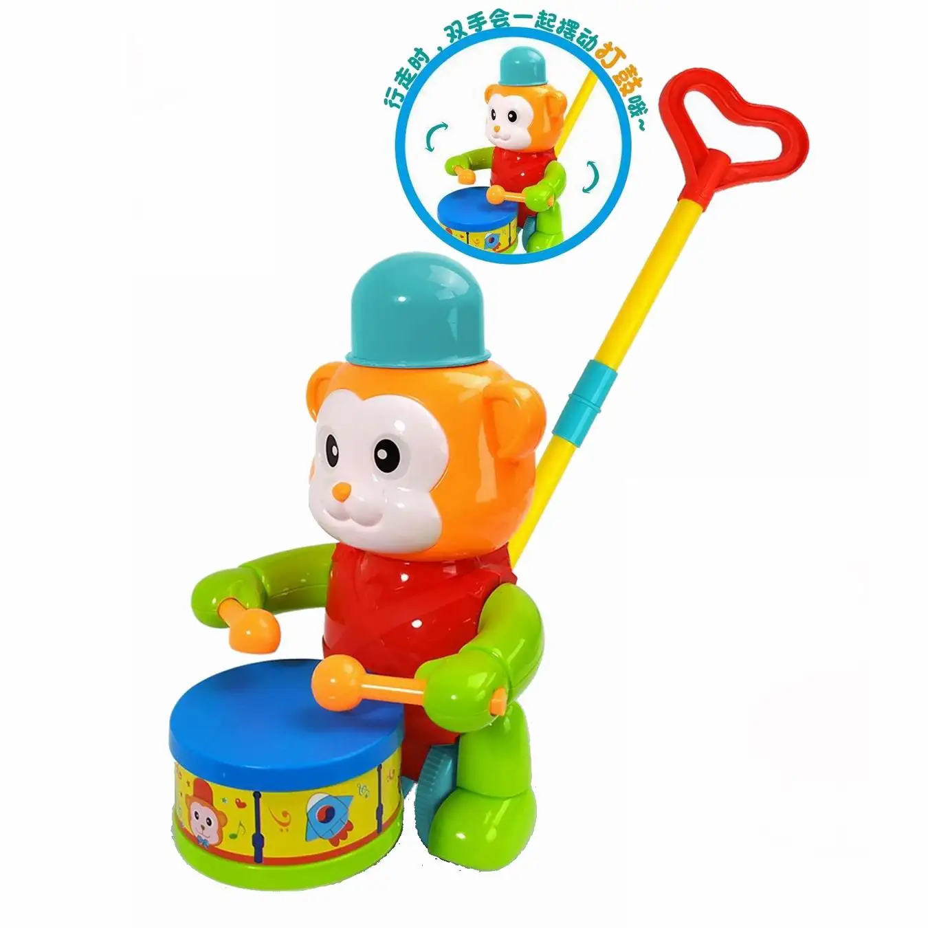 Empujar juguetes para nino hot sell pretend play plastic toys for kids push n go pull string cute cartoon animal with gear game