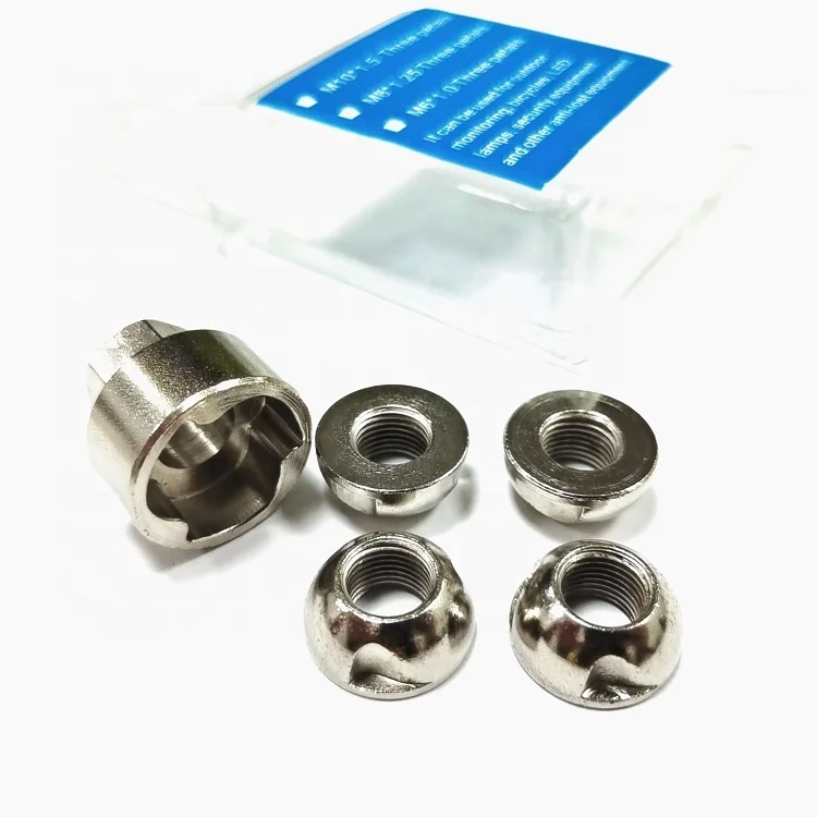 Customized Machining Stainless Steel Three Grooves Anti Theft Safety Nuts M8 Bicycle Security Lock Nuts