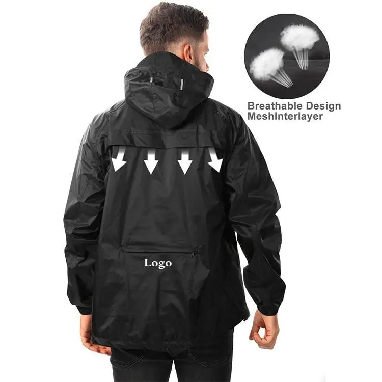 
OEM Custom Rain Wear Nylon Foldable Waterproof Rain Coats Mens Pocket Raincoats 