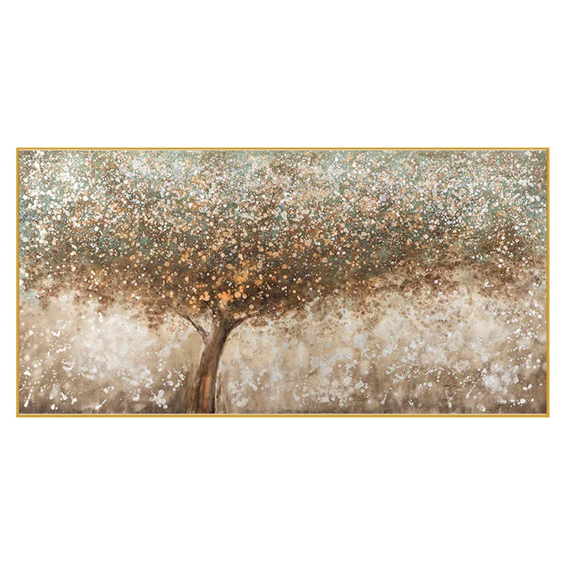 Custom Golden Autumn Modern Canvas Decoration Painting Oil Bedroom Wall Art Canvas 3d Hand Painted Oil Painting With Frame