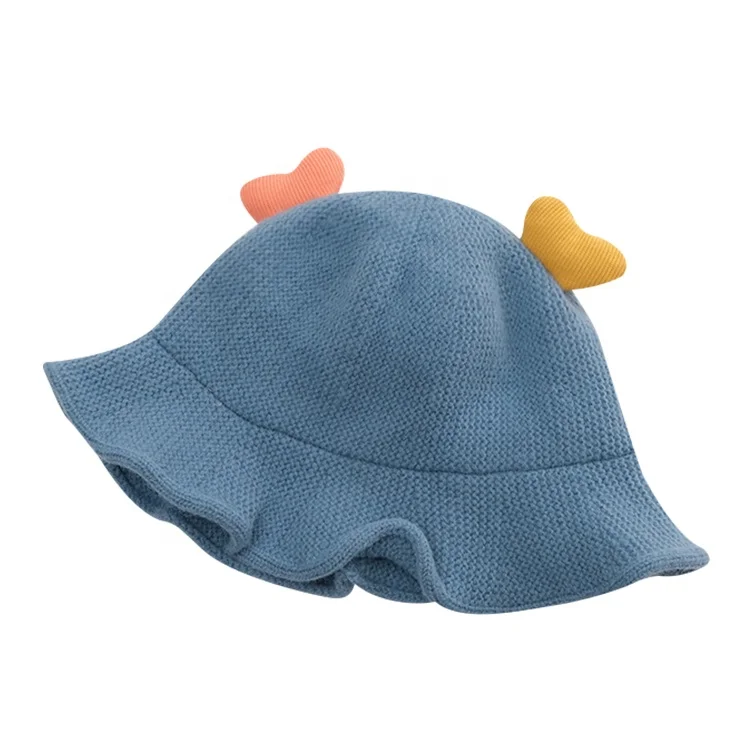 Детская вязаная шапка с двумя симпатичными рожками в форме сердец, осенне-зимняя плотная двухслойная теплая шерстяная Панама