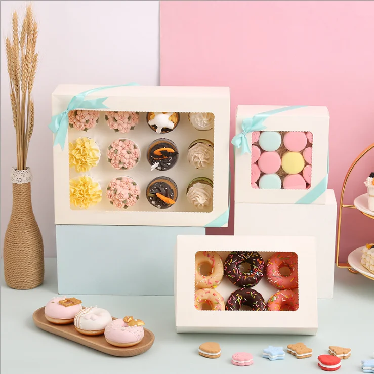 2024 Cake Boxes 12 8 6 4 Cupcake Packaging Boxes Sweet Paper Folding Box