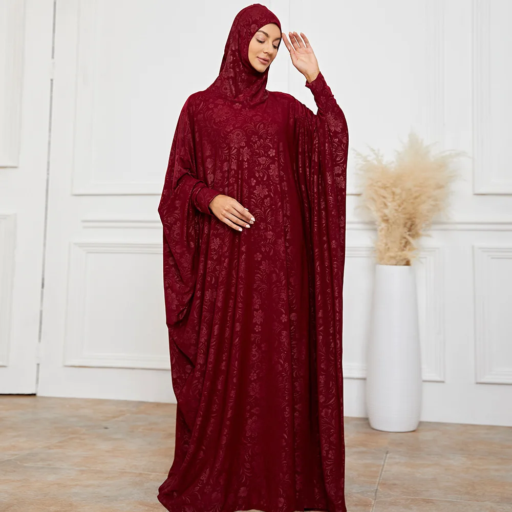 High Quality Abaya Women Muslim Turkish Arab Girls Jacquard Dresses Long Sleeves Islamic Clothing