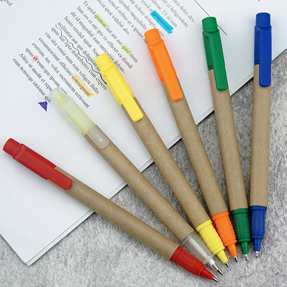 Wholesale Ball Pen Double-ended Marker Eco-friendly Recycled Paper Gel Pen Free Samples Personalized Logo