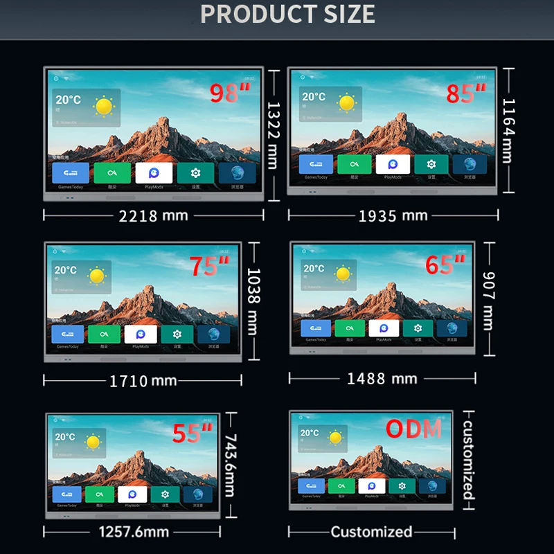 55/65/75/85/86/98/110 Inch Intelligent Smart Interactive Monitor Touch Screen Digital Whiteboard Kit for School Meeting