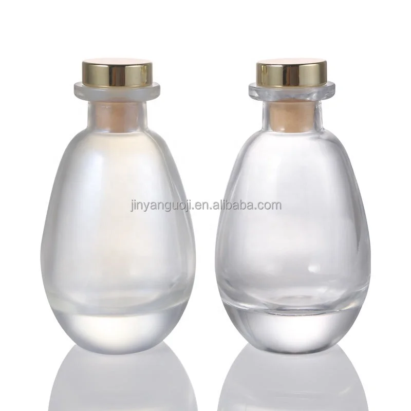 150ml Luxury Aromatherapy Glass Bottle Transparent Oval Design Thick Bottom Water-Drop Style Perfume Separator PP Dropper Cap