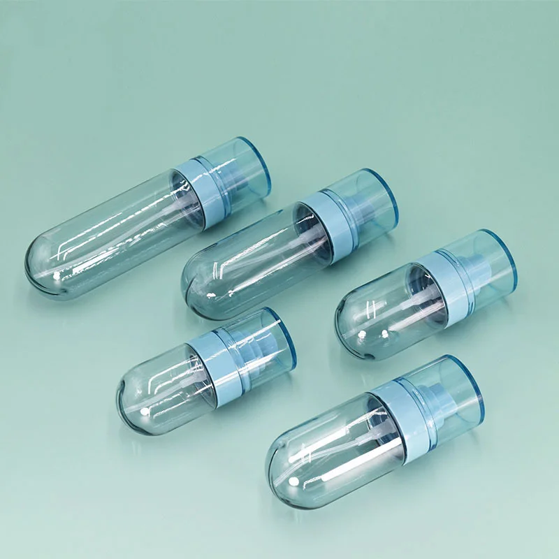 New Style 30ml 50ml 60ml pill capsule Round Clear Bottle Skincare Cosmetics Pump Tube plastic mist perfume spray bottle