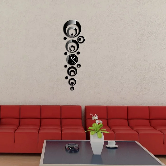 Винтажные модные зеркальные настенные часы 3D «сделай сам», декор для гостиной, настенные часы