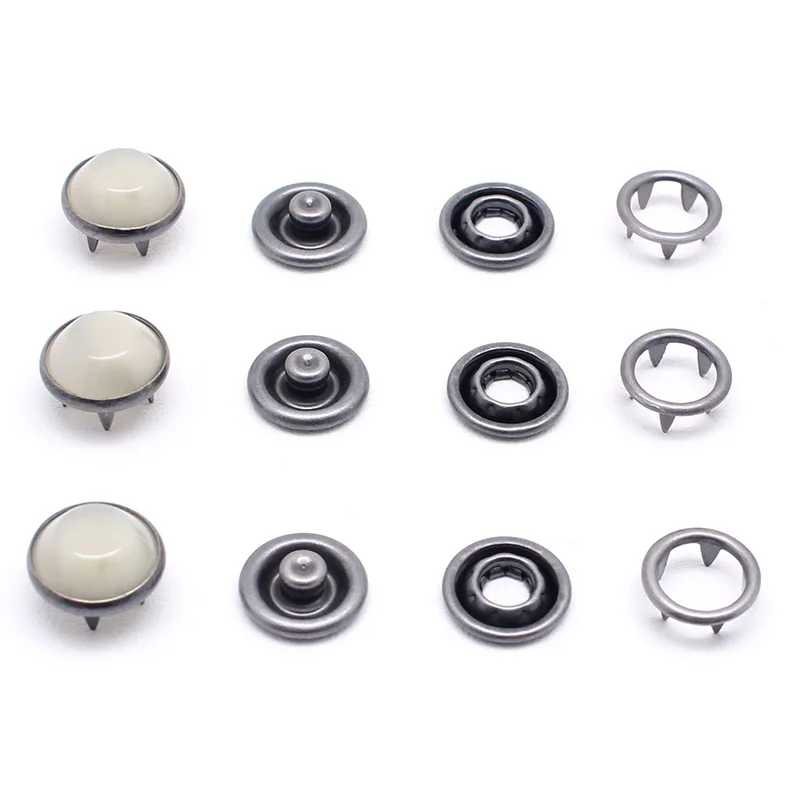 Pearl prong snap button with #222 under parts in nickel color, pearl prong snap button for shirt