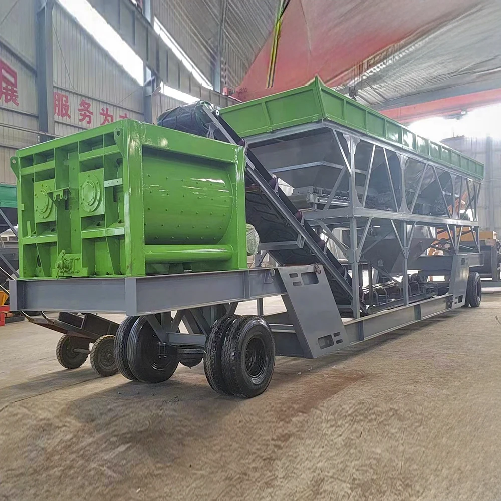 Factory price portable concrete batching plant    fully automatic Twin-shaft JS concrete mixer