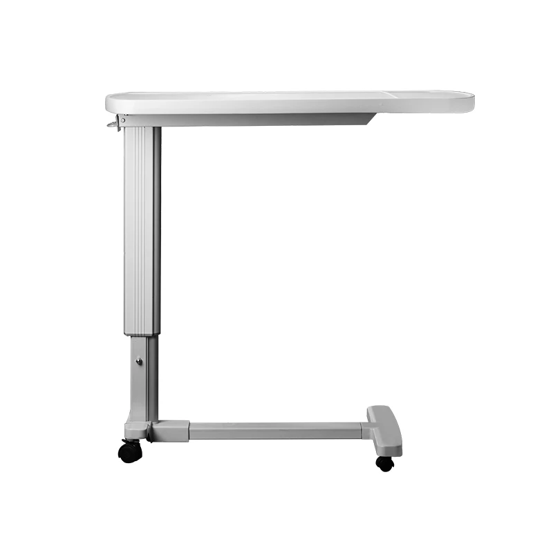 Medical Hospital Movable Foldable Abs Plastic Adjustable White Over Bed Table For Dining