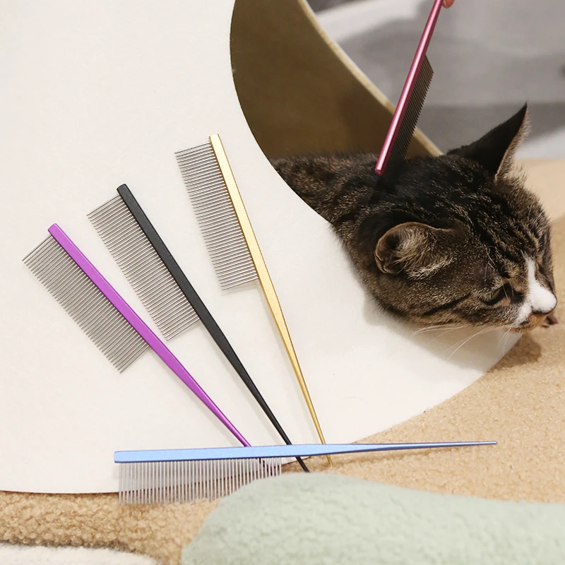 High Quality Professional Manufacturers Pet Stainless Steel Comb Metal Pin Pet Hair Grooming Comb Needle Combs for Pets