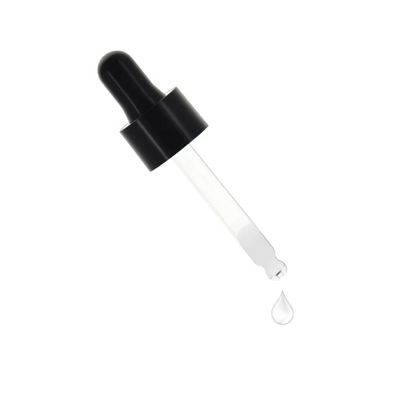 18/410 Plastic Silicone Head Dropper With Glass Pipette For Essential Oil Bottle